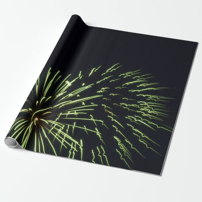 Papier Cadeau Enveloppe de cadeau verte de feux d'artifice (Déroulé)