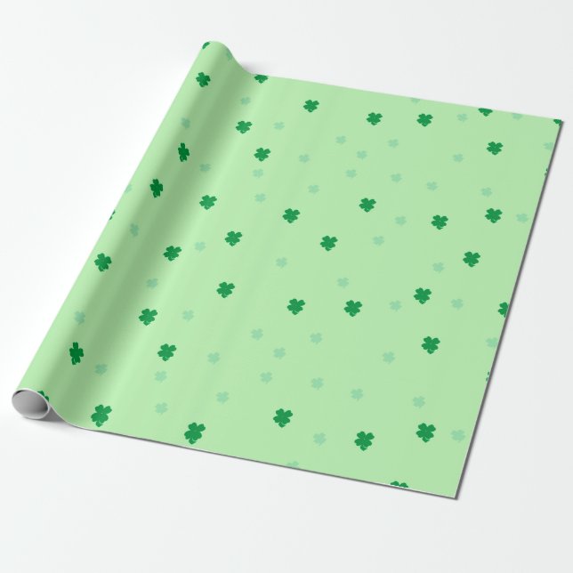 Papier Cadeau Enveloppe de cadeau verte de shamrocks (Déroulé)