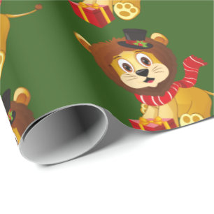 Papier Cadeau Enveloppe de fête de vacances de lion de jungle d