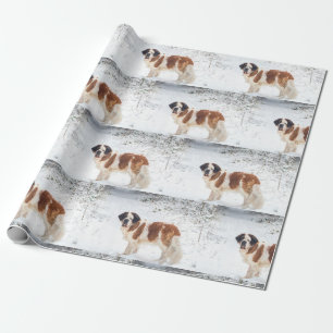 Papier Cadeau Enveloppe de Noël de chien de St Bernard