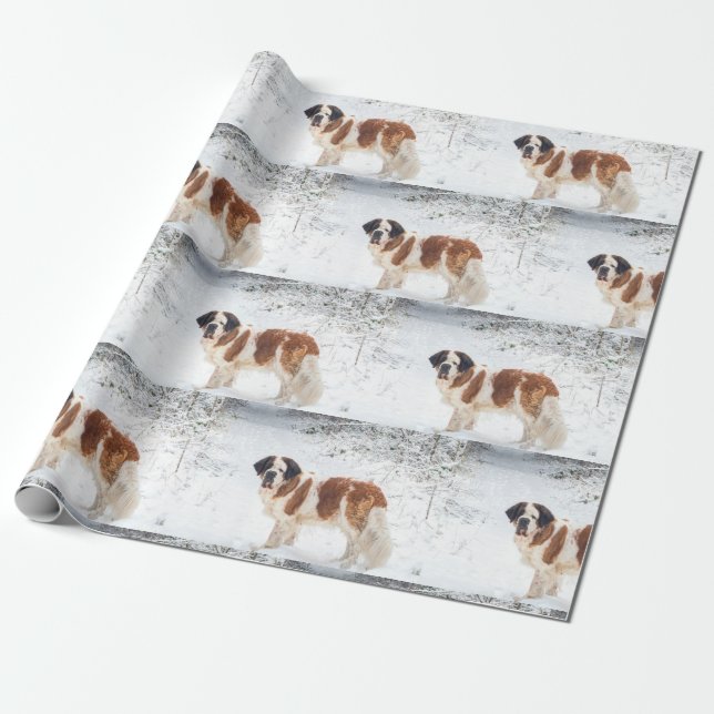 Papier Cadeau Enveloppe de Noël de chien de St Bernard (Déroulé)