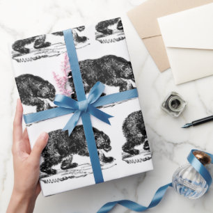 Papier Cadeau Enveloppe de partie carrelée par cru d'ours noir