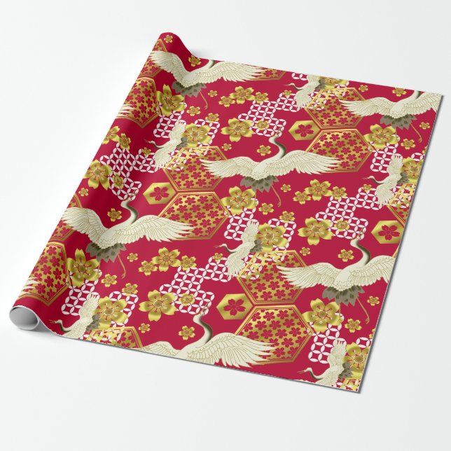 Papier Cadeau Enveloppe dénommée par tissu japonais de kimono (Déroulé)