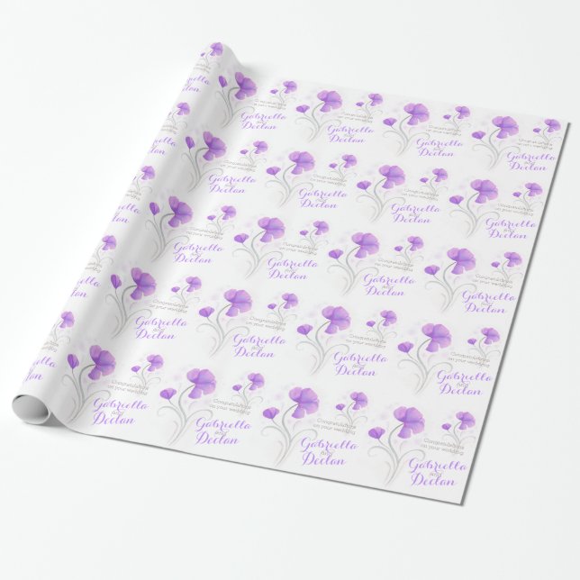 Papier Cadeau Enveloppe grise pourpre d'art de fleur sauvage de (Déroulé)