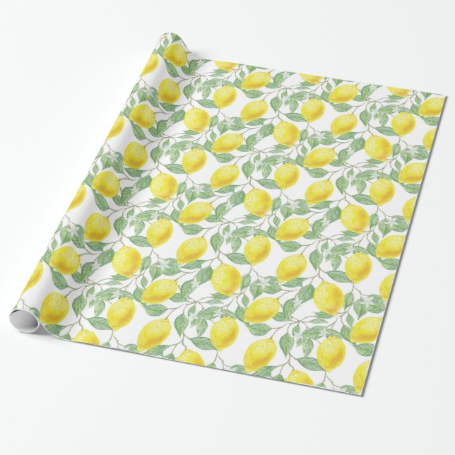 Papier Cadeau Enveloppe jaune de citron et de cadeau de vignes (Déroulé)