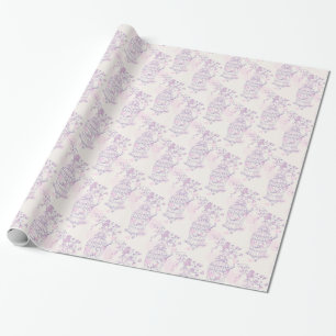 Papier Cadeau Enveloppe mariage violet en cage pour oiseaux