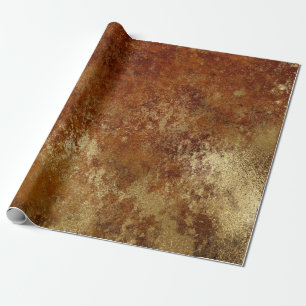 Papier Cadeau Enveloppe orange rouge affligée de rouille d'or