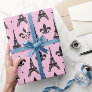 Papier Cadeau Enveloppe rose de Tour Eiffel de partie de motif