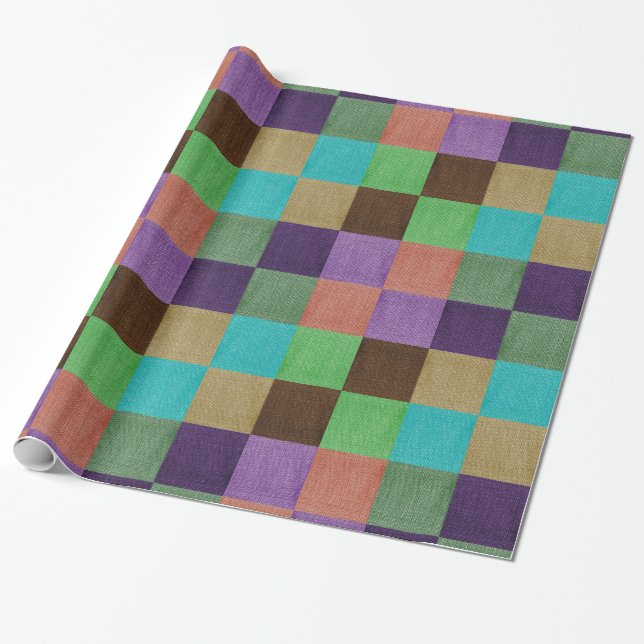 Papier Cadeau Enveloppement cadeau Carré textile coloré (Déroulé)