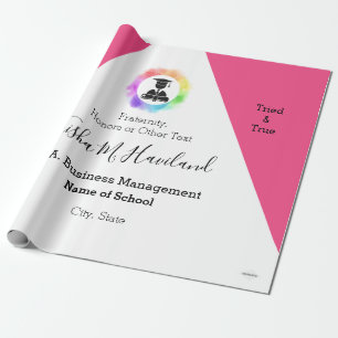 Papier Cadeau Enveloppement cadeau de diplôme Pink et blanc HAMb