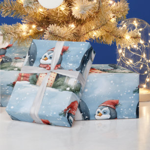Papier Cadeau Enveloppement cadeau de pingouins dans la neige