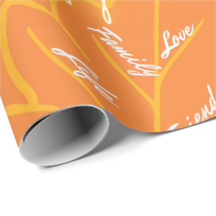 Papier Cadeau Enveloppement Cadeau Thanksgiving 04- Feuille - Or