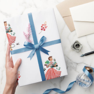 Papier Cadeau Enveloppement de Noël de style rétro