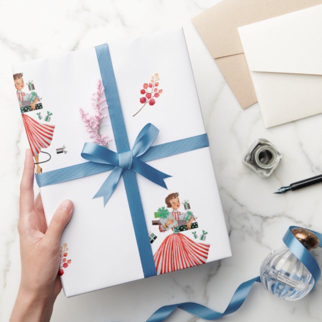 Papier Cadeau Enveloppement de Noël de style rétro (Cadeaux)