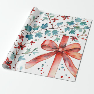 Papier Cadeau Enveloppement d'ornement rouge hiver