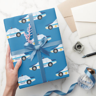 Papier Cadeau Enveloppement d'une voiture de police carrelée mot