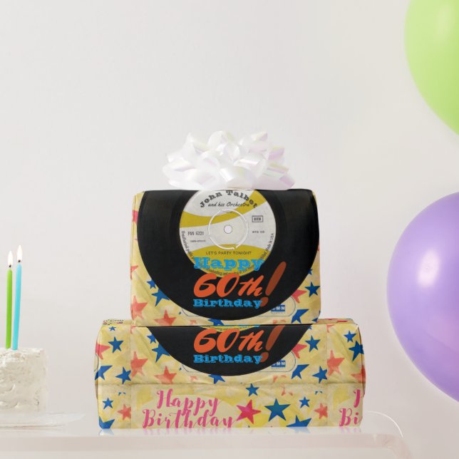 Papier Cadeau Enveloppement personnalisé Anniversaire Rétro Viny (Cadeaux de fête)