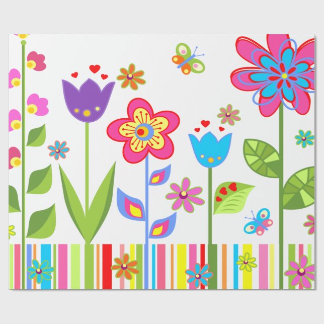 Papier Cadeau Envelopper des fleurs de papier pour elle (Plat)