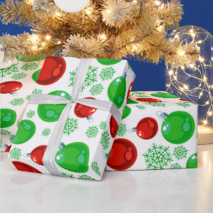 Papier Cadeau Envelopper motif d'ampoule rouge vert de Noël