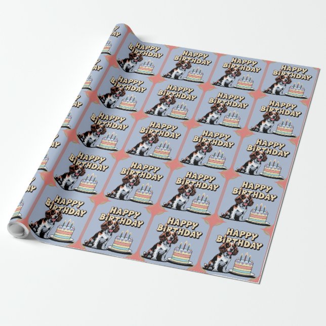 Papier Cadeau Épagneul Breton Coloré  (Déroulé)