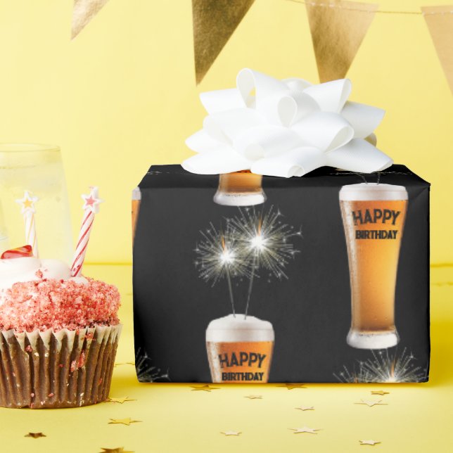 Papier Cadeau Éperviers En Verre De Bière Anniversaire (Fête d'anniversaire)