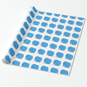 Papier Cadeau Ephant bleu à point croisé drôle