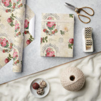 Ephemera Rose français antique