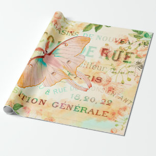Papier Cadeau Ephémère lunaire vintage et Rose