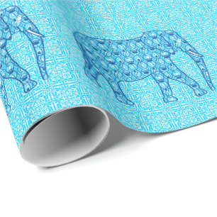 Papier Cadeau Ephène de fleur de Lotus - turquoise