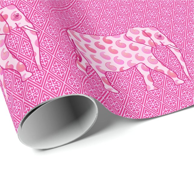 Papier Cadeau Ephène de mer - rose glacé et fuchsia (Coin rond)