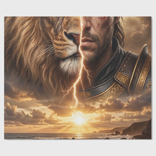 Papier cadeau Epic Lion and Warrior Sunset (Plat)