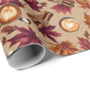 Papier Cadeau Épice de citrouille et feuillage d'automne