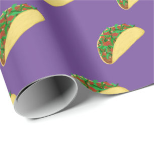 Papier Cadeau Épicé ! Motif délicieux de taco sur le pourpre