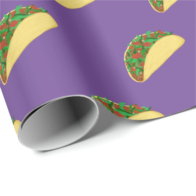 Papier Cadeau Épicé ! Yummy Taco Motif sur Purple (Coin rond)