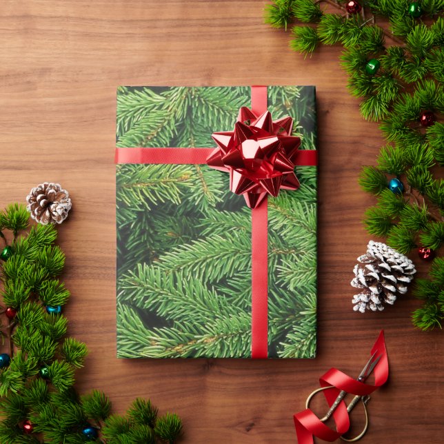 Papier Cadeau Épinette, Pine Boughs Arrière - plan (Cadeau de vacances)