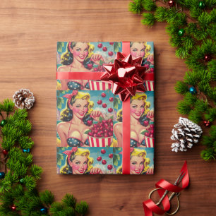 Papier Cadeau Épingle de cerise mignonne