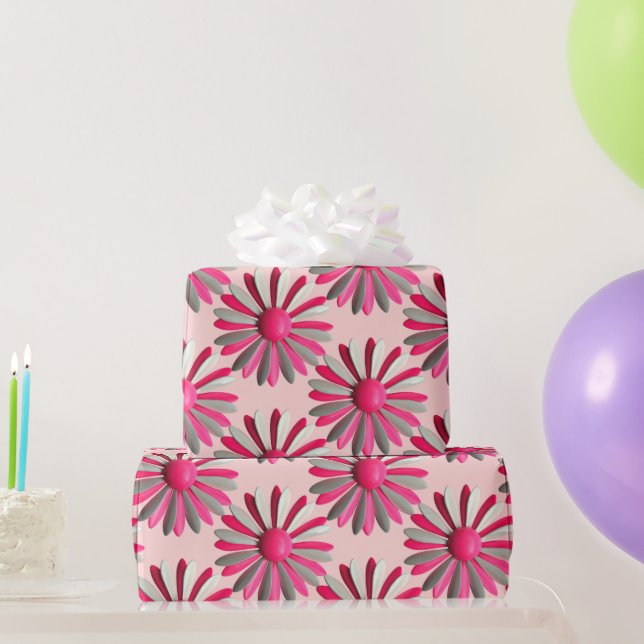 Papier Cadeau Épingle de fleur de marguerite rose Mariage de jar (Cadeaux de fête)