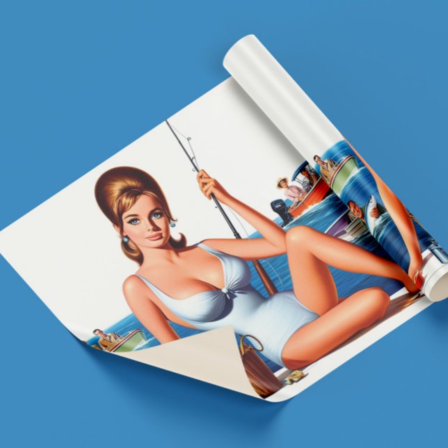 Papier Cadeau Épinglette de pêche rétro (Créateur téléchargé)