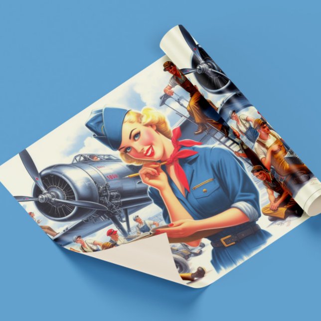 Papier Cadeau Épiningle d'avion vintage (Créateur téléchargé)