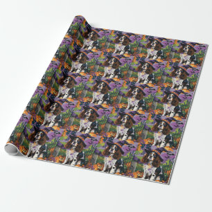 Papier Cadeau Épouvantable Épagneul Springer Halloween Sorcière