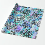 Papier Cadeau Équations et symboles de physique<br><div class="desc">Un design geeky amusant qui dépeint toutes sortes d'équations de physique et de symboles mathématiques dans les tons bleu,  turquoise,  violet et noir.  Le choix idéal pour les nerd de votre vie.</div>
