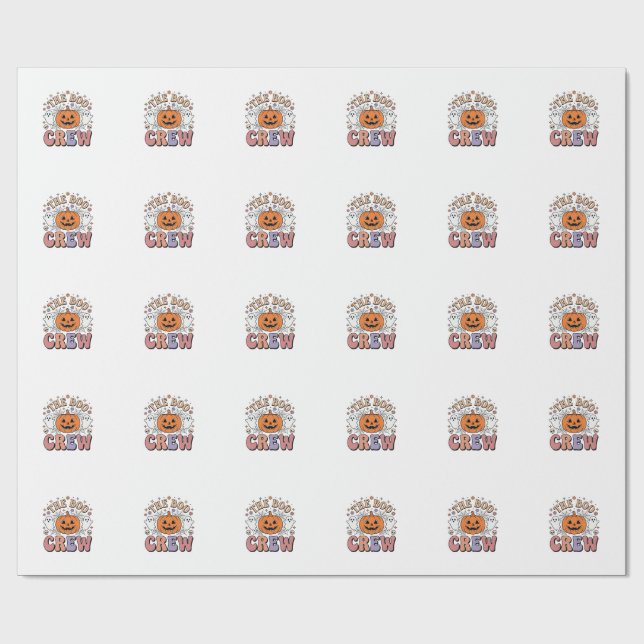 Papier Cadeau Équipage de fantôme d'Halloween Mignon Fantomatiqu (Plat)