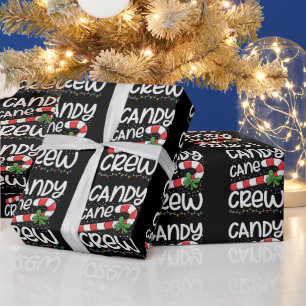 Papier Cadeau Équipe Candy Cane Noël Famille Vacances de Noël