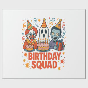 Papier Cadeau Équipe d'anniversaire Halloween Clown Effrayant Fa