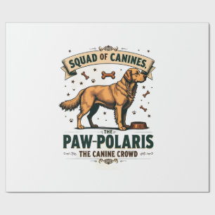 Papier Cadeau Équipe de Canidés Graphique Vintage de Chien avec 