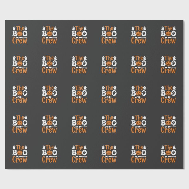 Papier Cadeau Équipe de fantômes de citrouille de chat de concep (Plat)