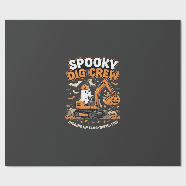 Papier Cadeau Équipe de fouilles hantées d'Halloween (Plat)