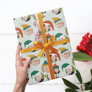 Papier Cadeau Équipe de Noël Personnalisée Six Photo Cadeau de V