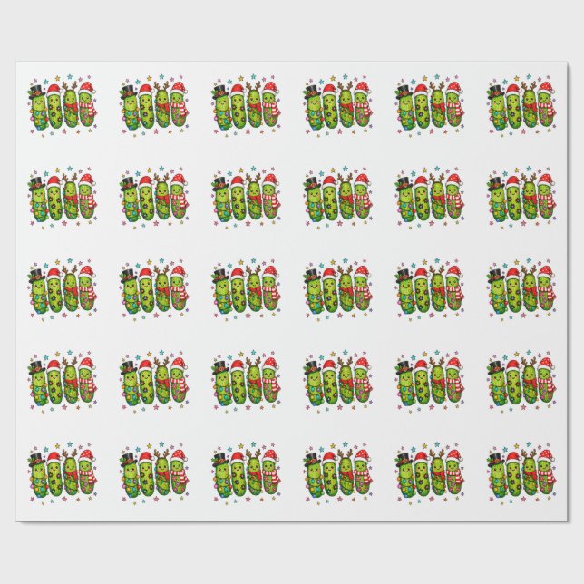 Papier Cadeau Équipe de Pickle de Noël (Plat)