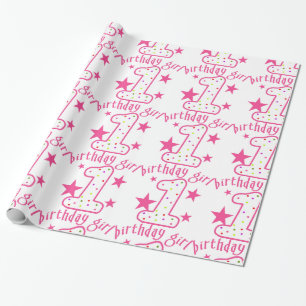 Papier Cadeau ęr Étoiles de fille d'anniversaire